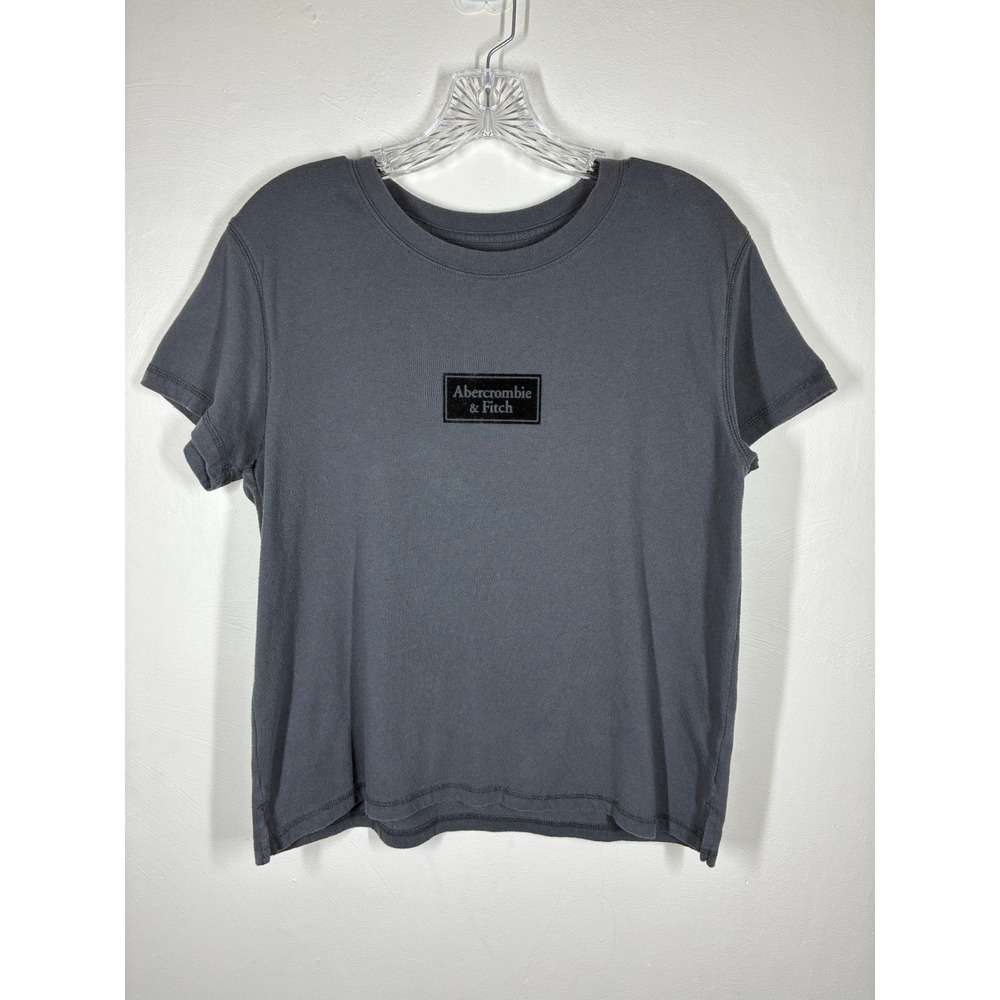 Abercrombie & Fitch Gray Short Sleeve T-Shirt Baby Tee Medium Velvet Box Logo